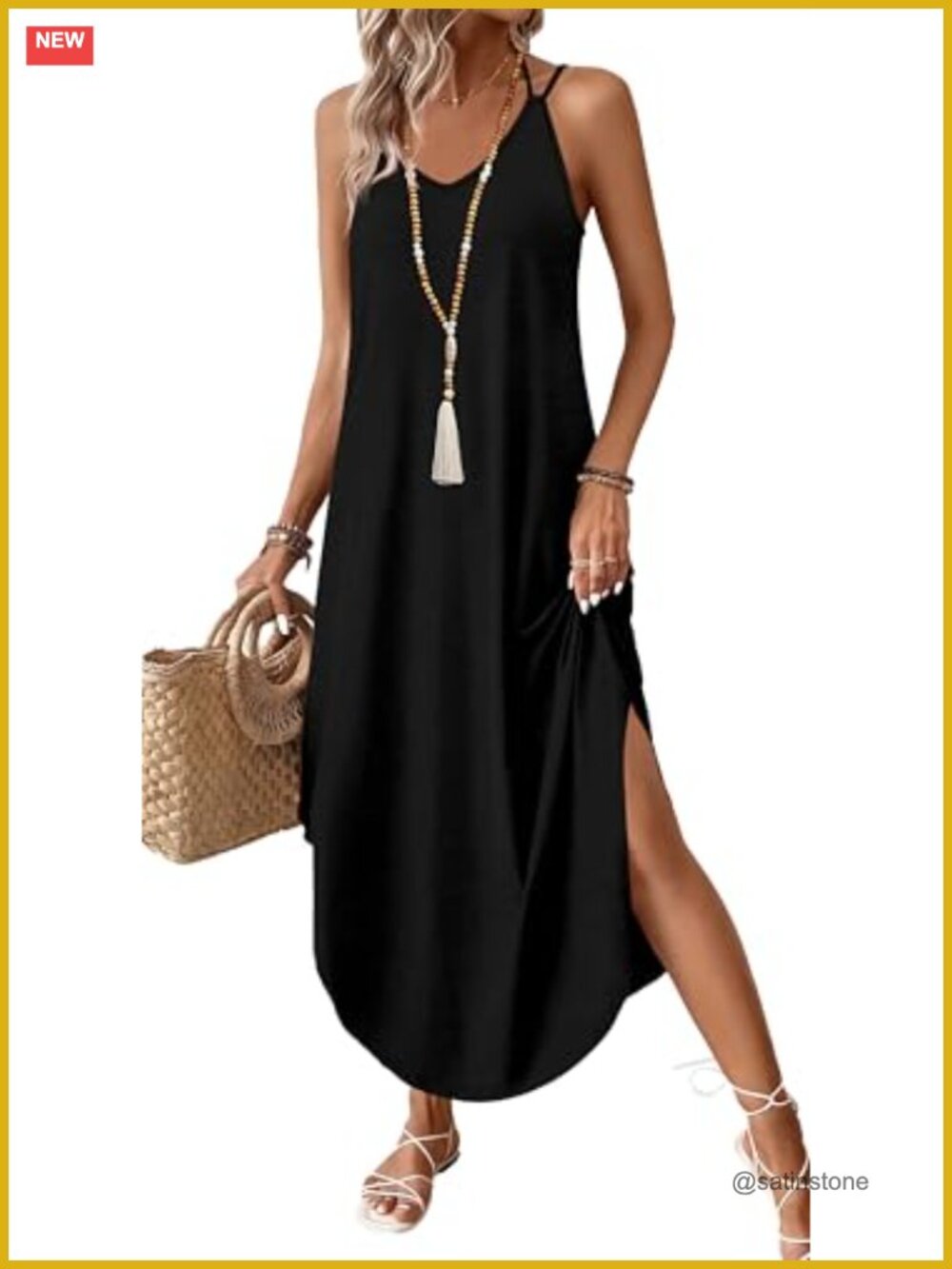 Boho Halter Maxi Dress Sleeveless Beach Vacation Wedding Guest - Picture 1 of 5